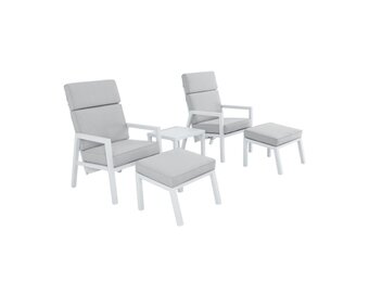 Melson lounge balkonset - verstelbaar 2 personen | aluminium | wit | 5-delig