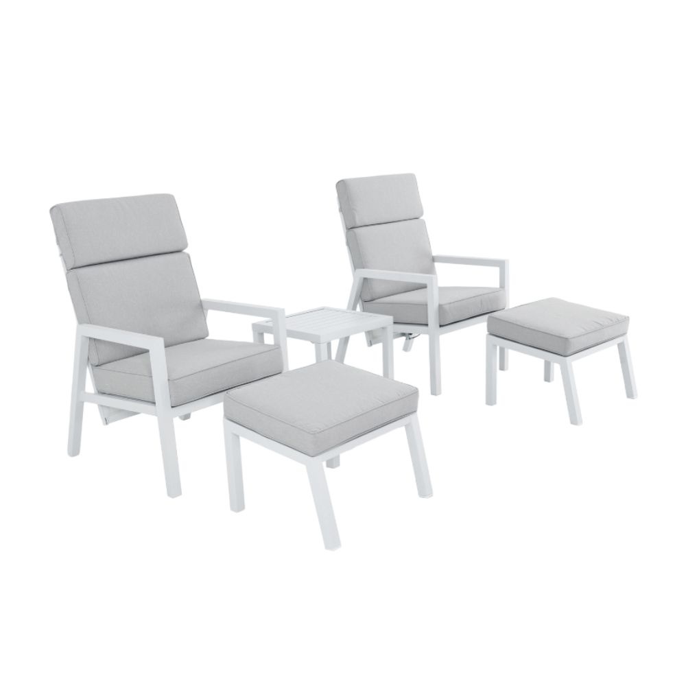 Melson lounge balkonset - verstelbaar 2 personen | aluminium | wit | 5-delig