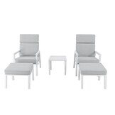 Melson lounge balkonset - verstelbaar 2 personen | aluminium | wit | 5-delig