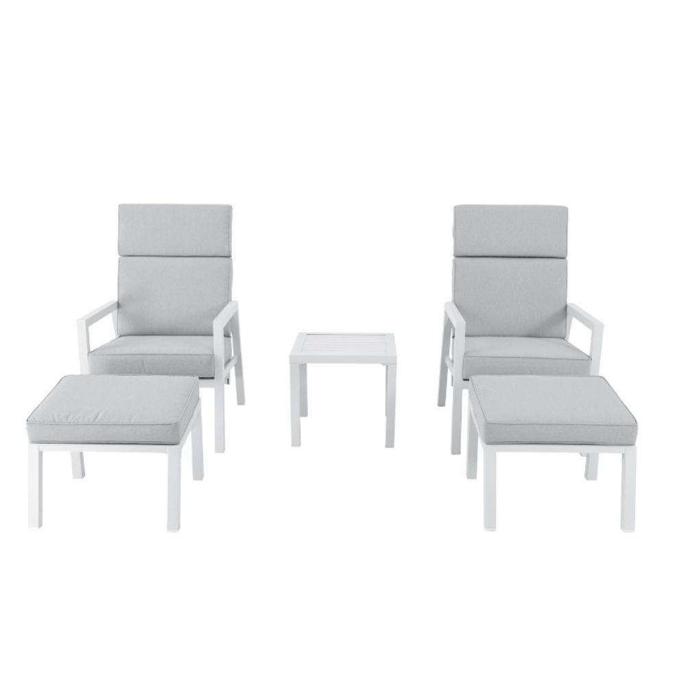Melson lounge balkonset - verstelbaar 2 personen | aluminium | wit | 5-delig