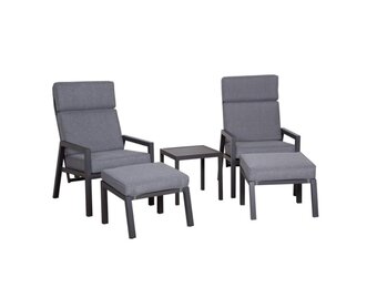 Oregon lounge balkonset - verstelbaar 2 personen | aluminium | antraciet | 5-delig