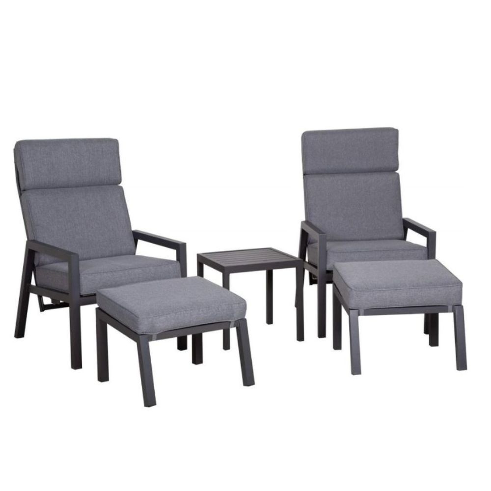 Oregon lounge balkonset - verstelbaar 2 personen | aluminium | antraciet | 5-delig