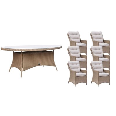 Madrid Royal Sand dining tuinset | 6 personen | wicker | 200cm ovaal