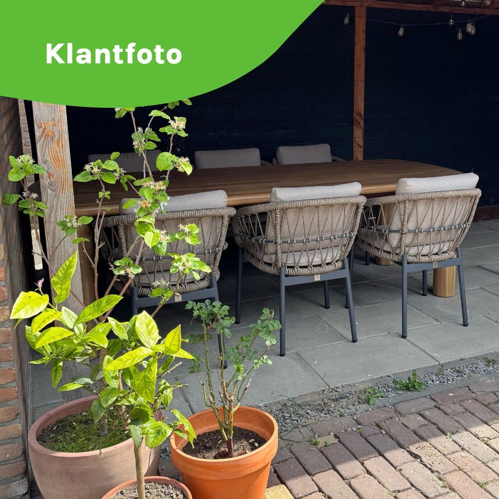 Laredo/Dakota beige/antraciet dining tuinset 7-delig | hardhout + touw | 255cm