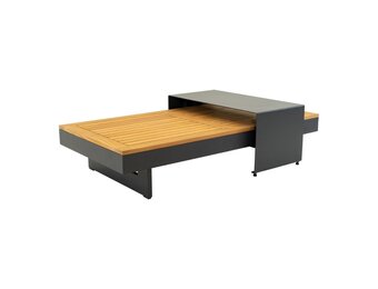 Barbados loungetafel set van 2 | aluminium + teakhout | Natural Teak | 140x70cm