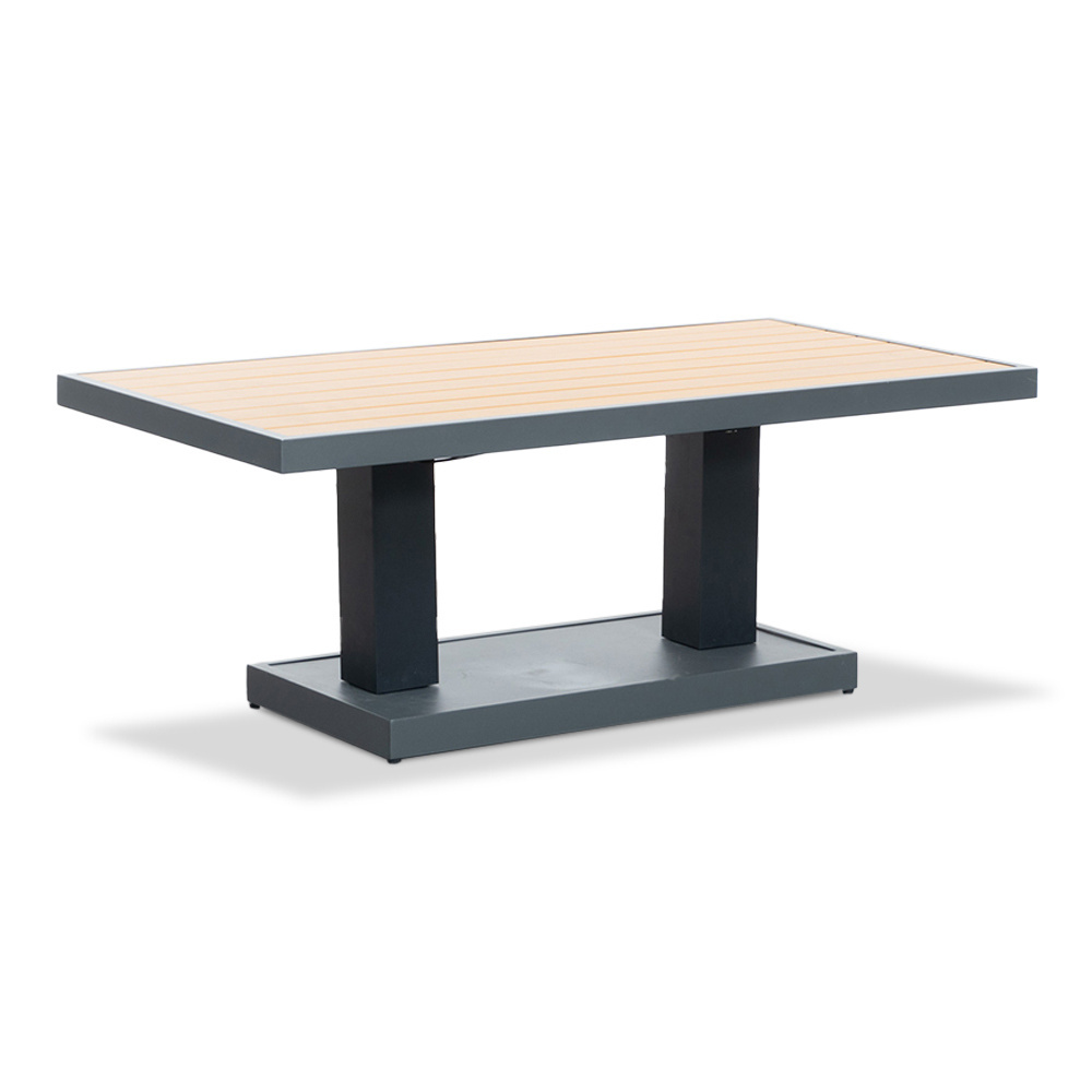 Budapest stoel-bank loungeset met verstelbare tafel 5 personen | aluminium + polywood | antraciet | 4-delig