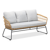 Arturo/Ibiza stoel-bank loungeset met vuurtafel 5 personen | wicker + teakhout | Bamboo taupe | 5-delig
