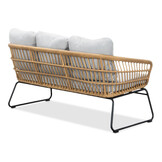 Arturo/Ibiza stoel-bank loungeset met vuurtafel 5 personen | wicker + teakhout | Bamboo taupe | 5-delig