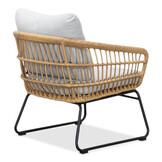 Arturo/Ibiza stoel-bank loungeset met vuurtafel 5 personen | wicker + teakhout | Bamboo taupe | 5-delig