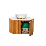 Arturo/Ibiza stoel-bank loungeset met vuurtafel 5 personen | wicker + teakhout | Bamboo taupe | 5-delig