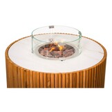 Arturo/Ibiza stoel-bank loungeset met vuurtafel 5 personen | wicker + teakhout | Bamboo taupe | 5-delig