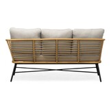 Flow/Roundi stoel-bank loungeset met vuurtafel 5 personen | wicker + aluminium | Bamboo taupe | 3-delig