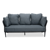 Palermo/Roundi stoel-bank loungeset met vuurtafel 5 personen | aluminium + touw | zwart | 5-delig