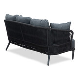 Palermo/Roundi stoel-bank loungeset met vuurtafel 5 personen | aluminium + touw | zwart | 5-delig