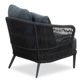 Palermo/Roundi stoel-bank loungeset met vuurtafel 5 personen | aluminium + touw | zwart | 5-delig