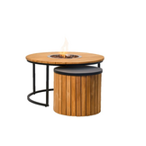 Palermo/Roundi stoel-bank loungeset met vuurtafel 5 personen | aluminium + touw | zwart | 5-delig