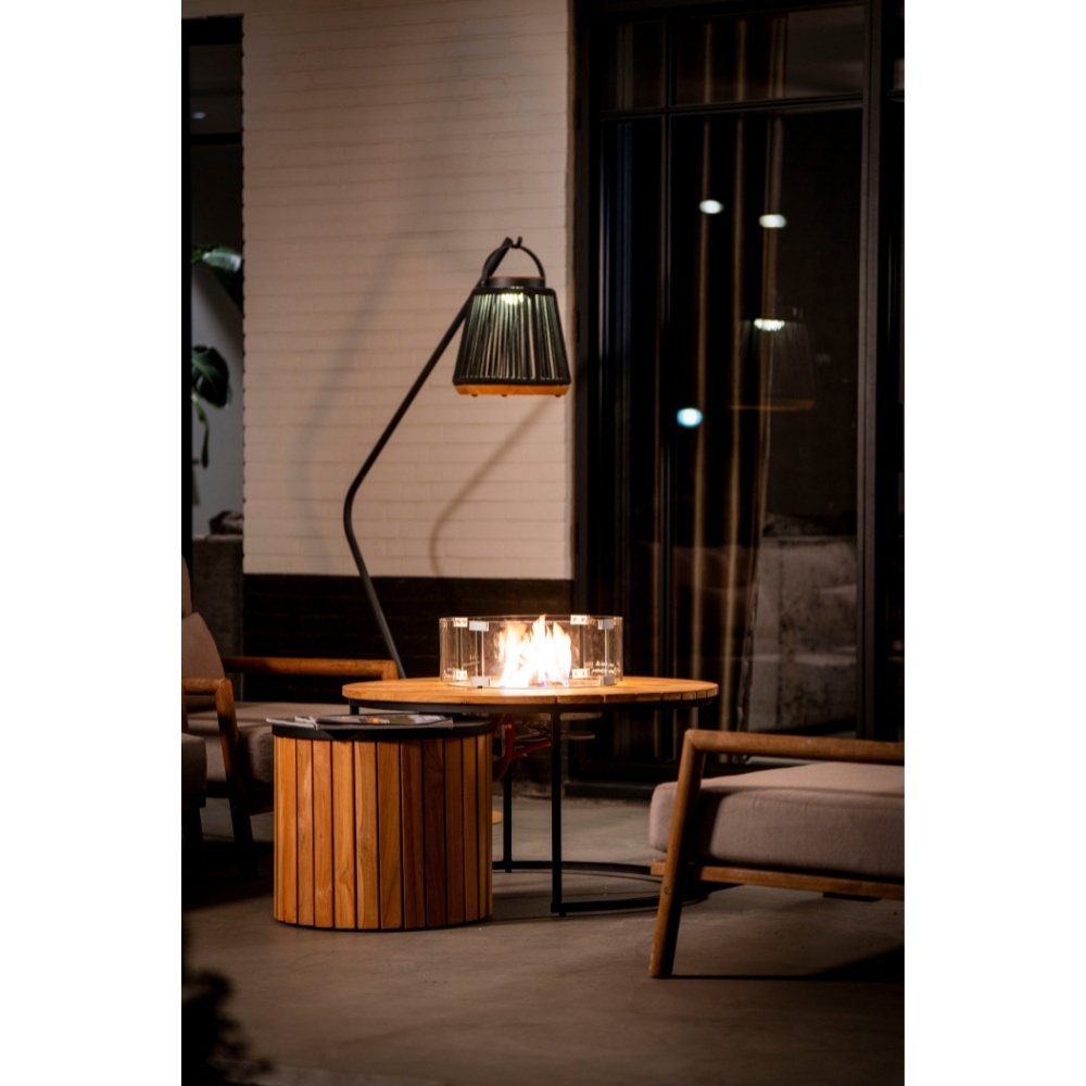 Palermo/Roundi stoel-bank loungeset met vuurtafel 5 personen | aluminium + touw | olijfgroen | 5-delig