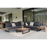 Canyon/Mida hoek loungeset met vuurtafel 5 personen | aluminium + hardhout | antraciet/Light Teaklook | 4-delig - 288x288cm