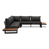 Canyon/Mida hoek loungeset met vuurtafel 5 personen | aluminium + hardhout | antraciet/Light Teaklook | 4-delig - 288x288cm
