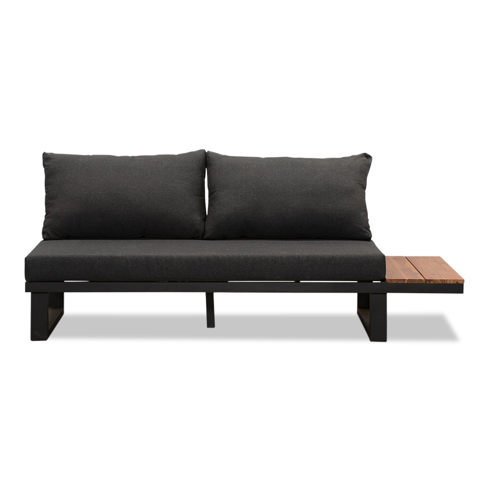 Canyon/Mida hoek loungeset met vuurtafel 5 personen | aluminium + hardhout | antraciet/Light Teaklook | 4-delig - 288x288cm
