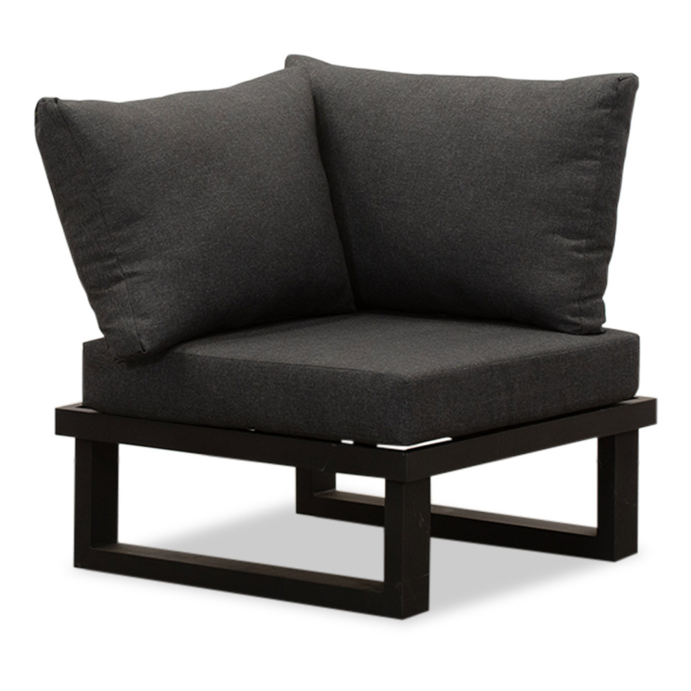 Canyon/Mida hoek loungeset met vuurtafel 5 personen | aluminium + hardhout | antraciet/Light Teaklook | 4-delig - 288x288cm