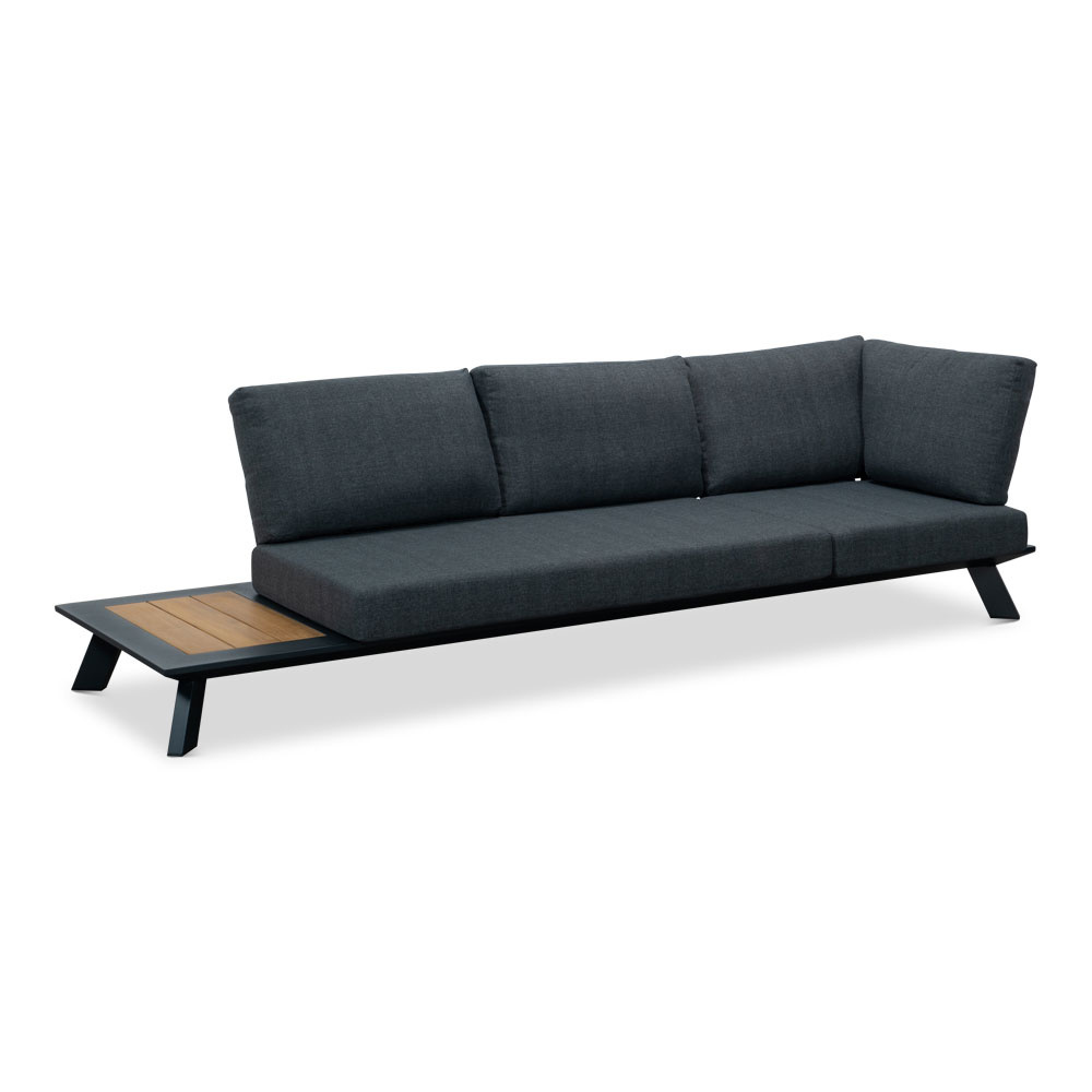 Fermo/Mida hoek loungeset 5 personen | aluminium + teakhout | met vuurtafel | 3-delig - 277x277cm