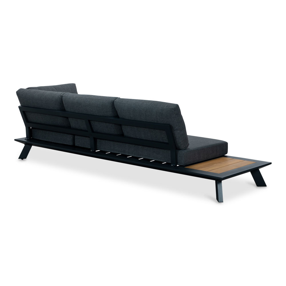 Fermo/Mida hoek loungeset 5 personen | aluminium + teakhout | met vuurtafel | 3-delig - 277x277cm