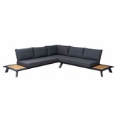 Fermo/Mida hoek loungeset 5 personen | aluminium + teakhout | met vuurtafel | 3-delig - 277x277cm