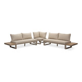 Canyon/Mida hoek loungeset met vuurtafel 5 personen | aluminium + hardhout | beige | 4-delig - 288x288cm