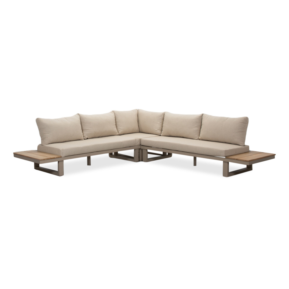 Canyon/Mida hoek loungeset met vuurtafel 5 personen | aluminium + hardhout | beige | 4-delig - 288x288cm