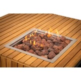 Canyon/Mida hoek loungeset met vuurtafel 5 personen | aluminium + hardhout | beige | 4-delig - 288x288cm