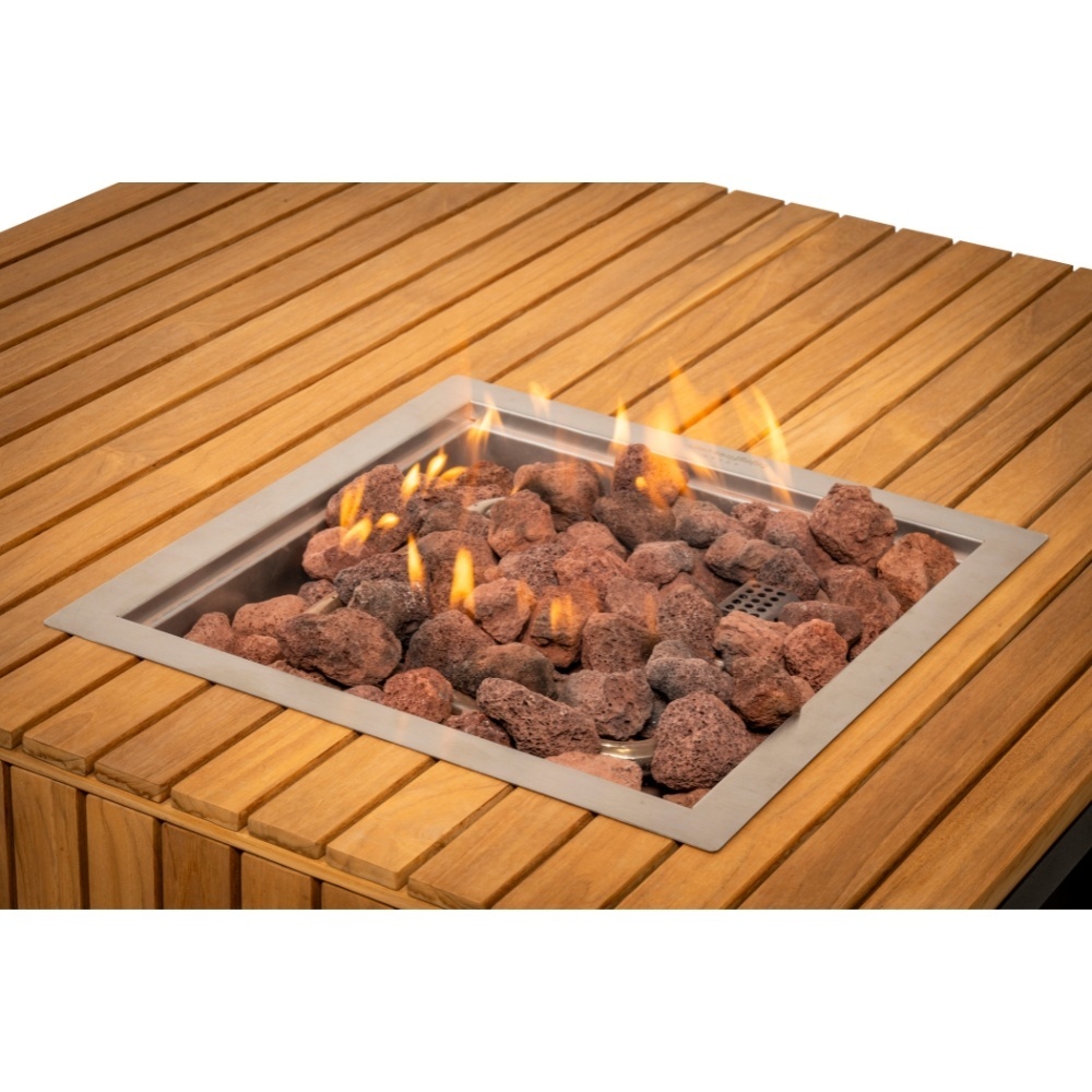 Canyon/Mida hoek loungeset met vuurtafel 5 personen | aluminium + hardhout | beige | 4-delig - 288x288cm