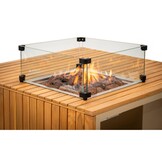 Lucca/Mida hoek loungeset met vuurtafel 4 personen | wicker + aluminium | zand | 3-delig - 196x196cm