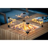 Barbados/Mida hoek loungeset met vuurtafel 6 personen | aluminium + teakhout | antraciet | 5-delig - 323x245cm