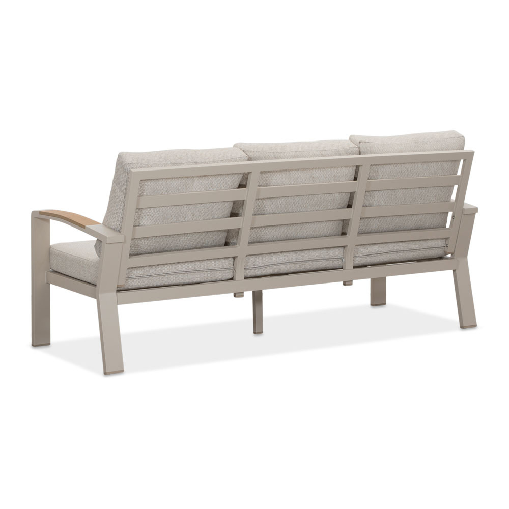 Seattle/Mida stoel-bank loungeset met vuurtafel 4 personen | aluminium + polywood | beige | 4-delig