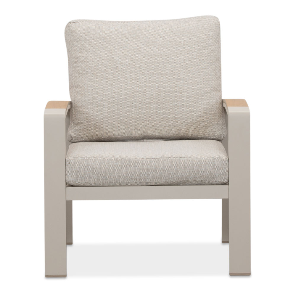 Seattle/Mida stoel-bank loungeset met vuurtafel 4 personen | aluminium + polywood | beige | 4-delig