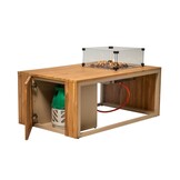 Seattle/Mida stoel-bank loungeset met vuurtafel 4 personen | aluminium + polywood | beige | 4-delig