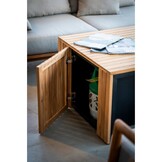 Seattle/Mida stoel-bank loungeset met vuurtafel 4 personen | aluminium + polywood | beige | 4-delig