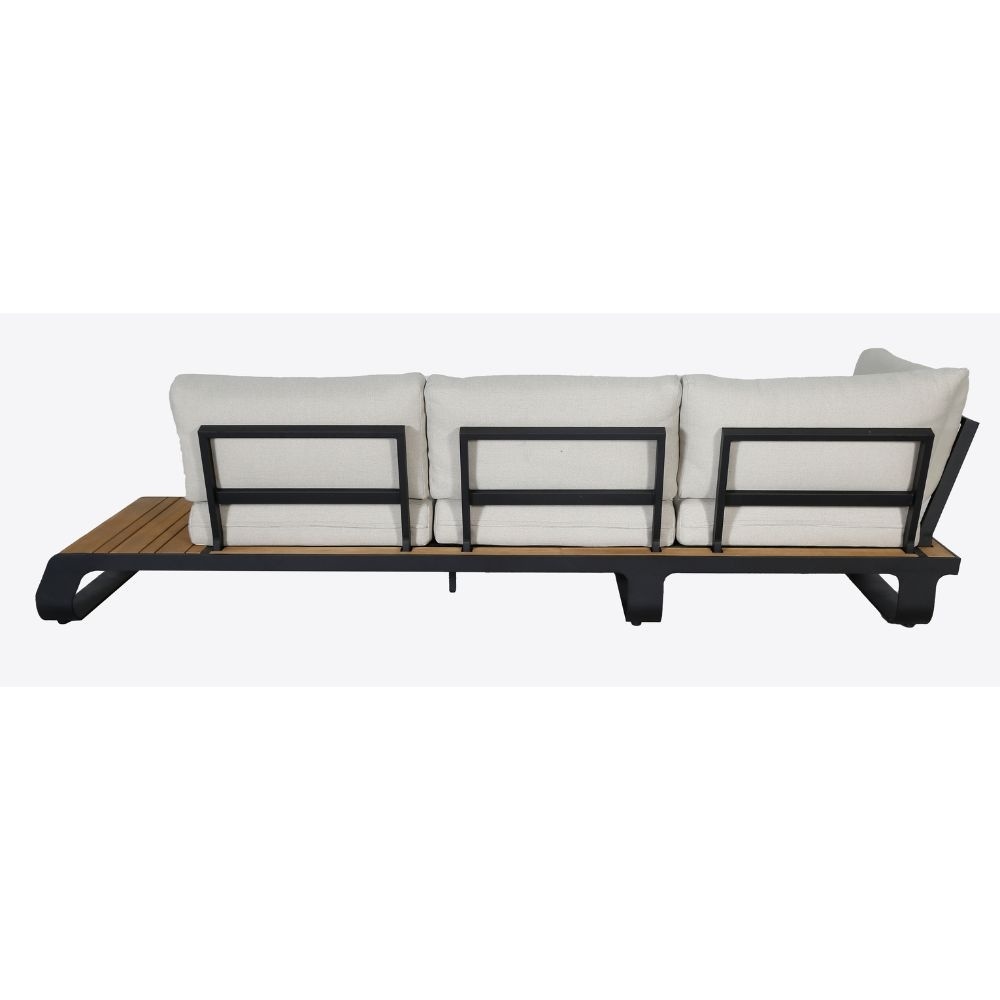 Palm Springs/Mida hoek loungeset 5 personen | aluminium + hardhout | met vuurtafel | 4-delig - 267x267cm