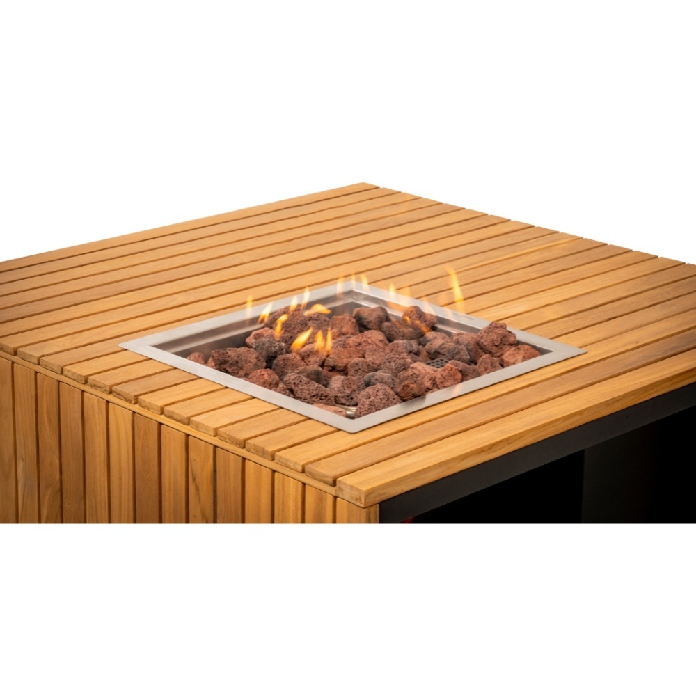 Palm Springs/Mida hoek loungeset 5 personen | aluminium + hardhout | met vuurtafel | 4-delig - 267x267cm