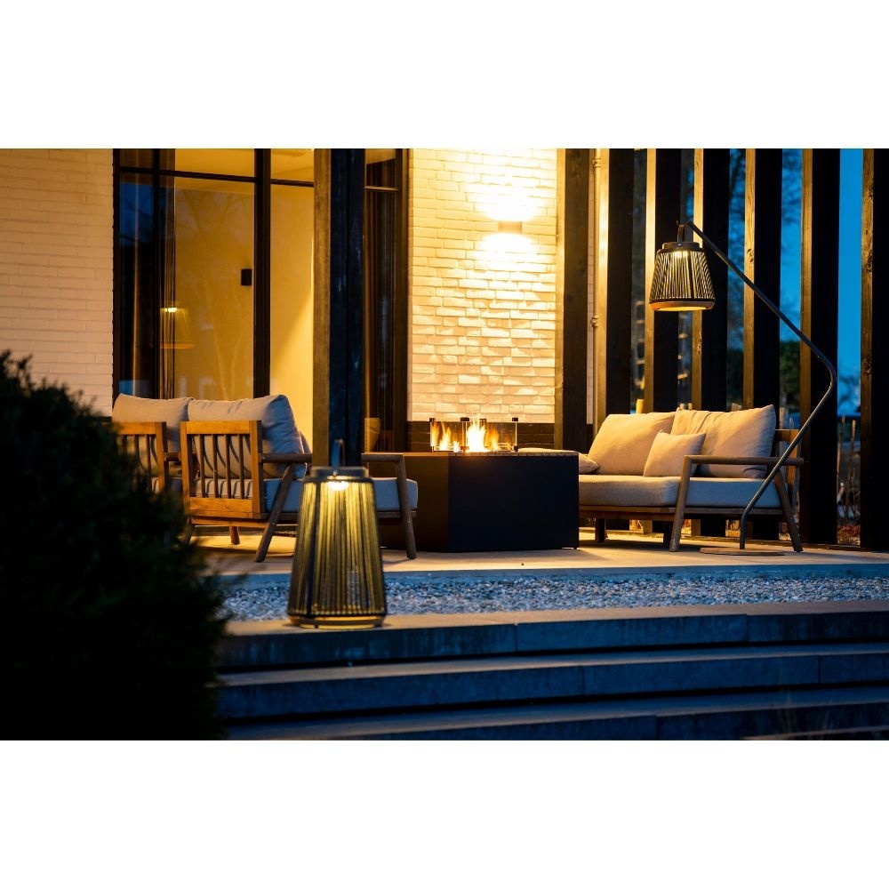 Palm Springs/Cube hoek loungeset 5 personen | aluminium + hardhout | met vuurtafel | 4-delig - 267x267cm