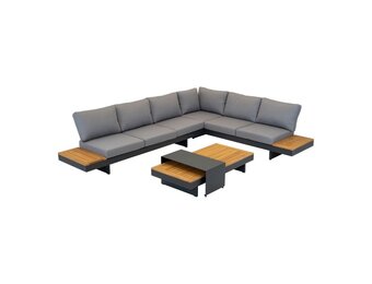 Barbados hoek loungeset 6 personen | aluminium + teakhout | Natural Teak | 5-delig - 323x245cm