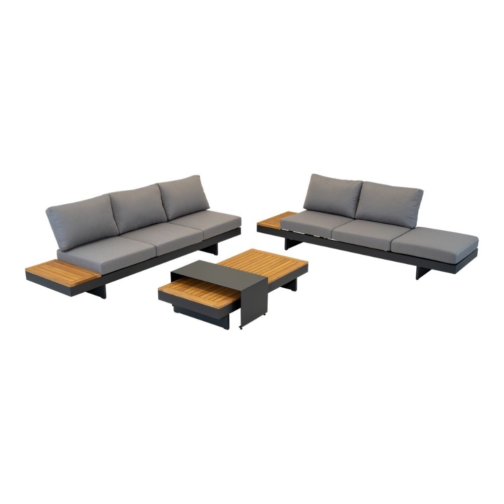 Barbados hoek loungeset 6 personen | aluminium + teakhout | Natural Teak | 5-delig - 323x245cm