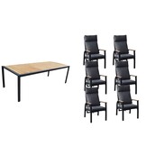 Annecy antraciet dining tuinset | 6 personen | teakhout + aluminium | 227cm