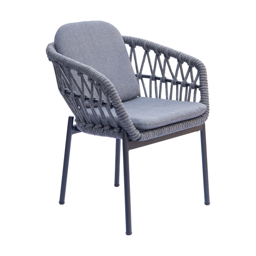 Arezzo/Kos antraciet dining tuinset | 5 personen | polywood + touw | 150cm rond