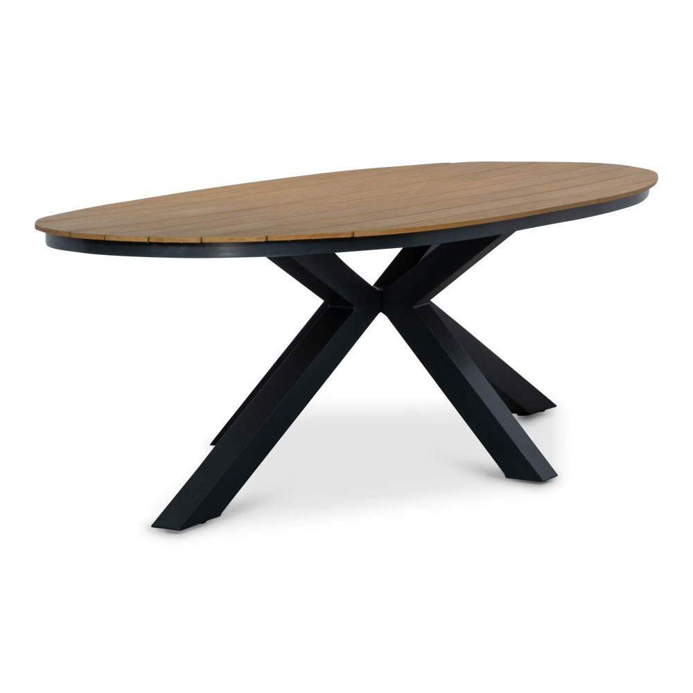 Arezzo/Kos antraciet dining tuinset | 6 personen | polywood + touw | 240x113cm ovaal