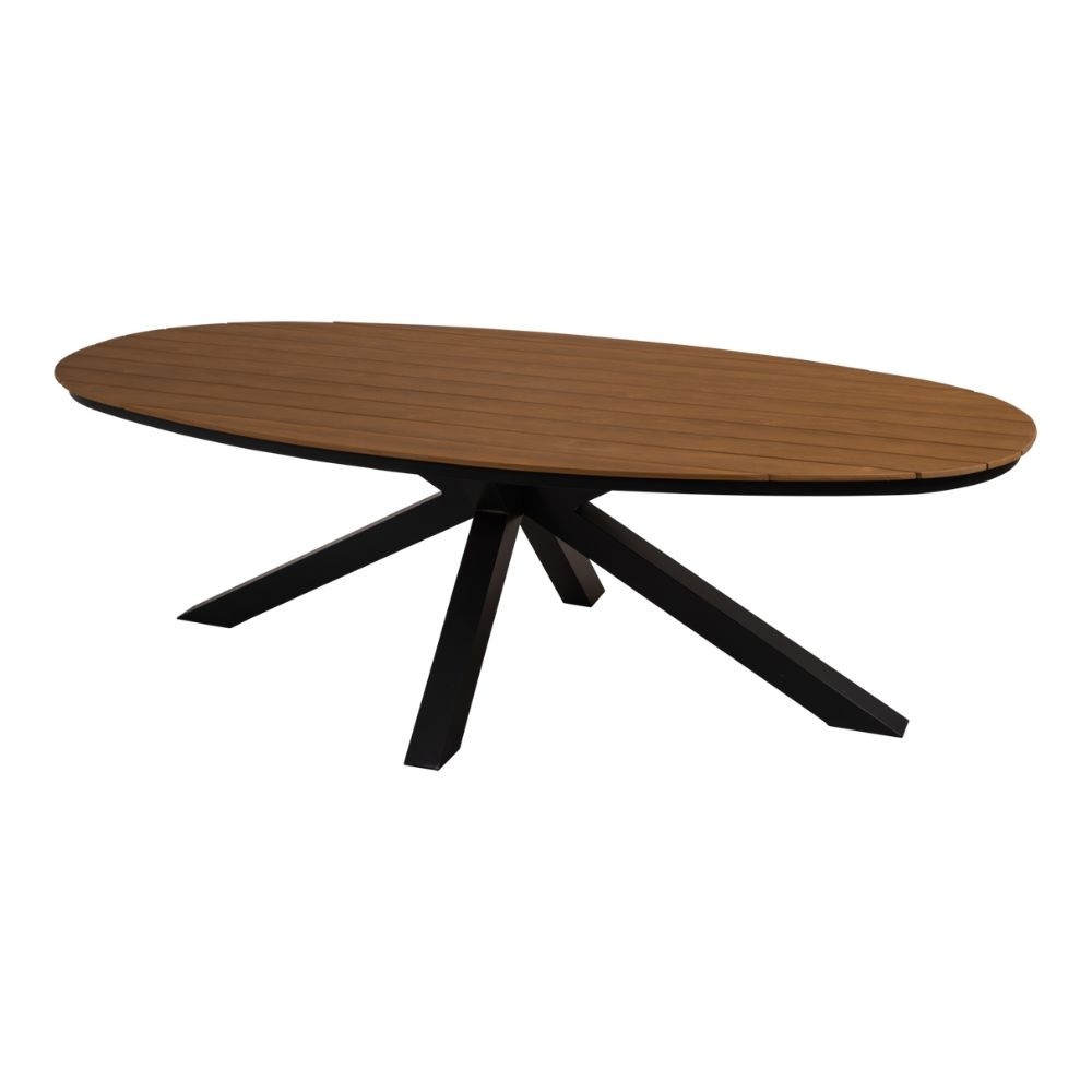 Arezzo/Kos antraciet dining tuinset | 6 personen | polywood + touw | 240x113cm ovaal