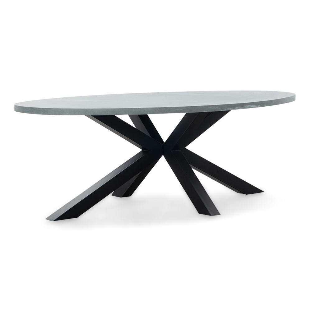 Stockholm/Kos antraciet dining tuinset 7-delig | betonlook + touw | 240cm