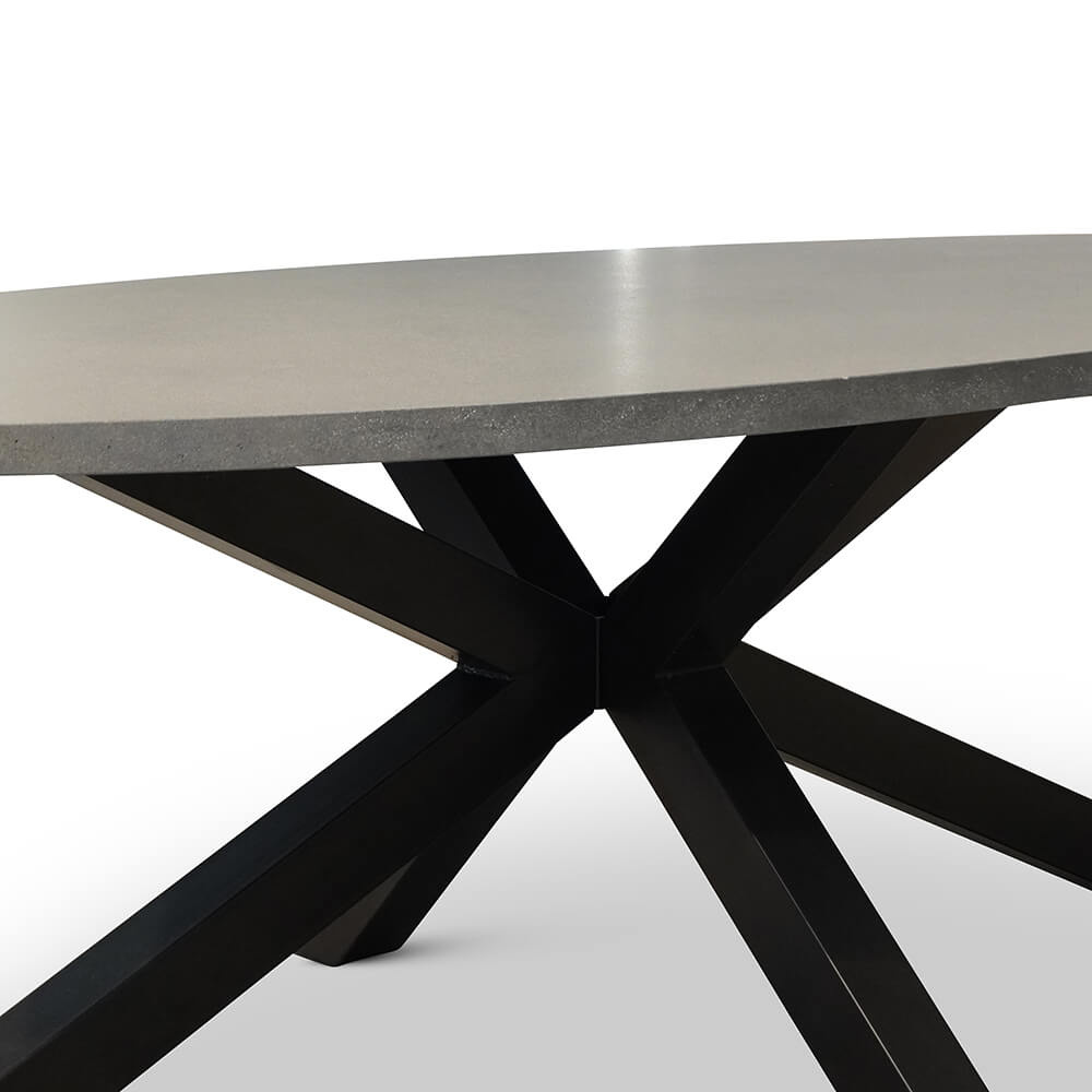 Stockholm/Kos antraciet dining tuinset 7-delig | betonlook + touw | 240cm