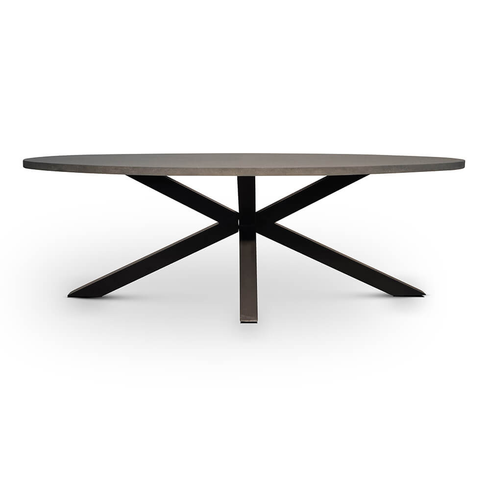 Stockholm/Kos antraciet dining tuinset 7-delig | betonlook + touw | 240cm